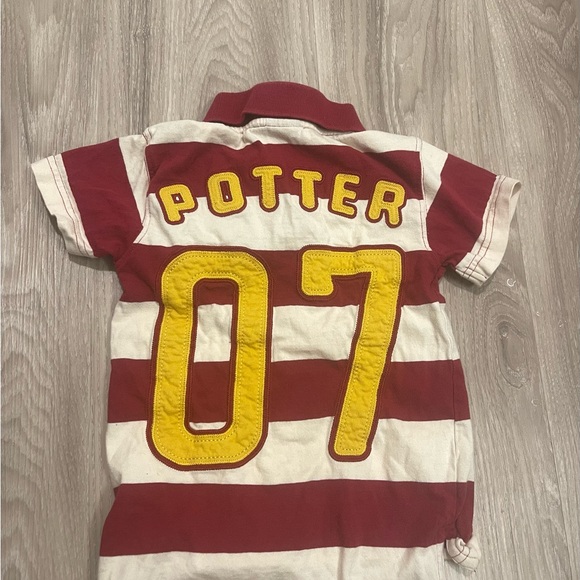 Vintage 2007 Kids Harry Potter Preppy Striped Polo Shirt Red White - Picture 6 of 6